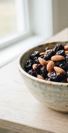 Bowl of dried fruit and nuts